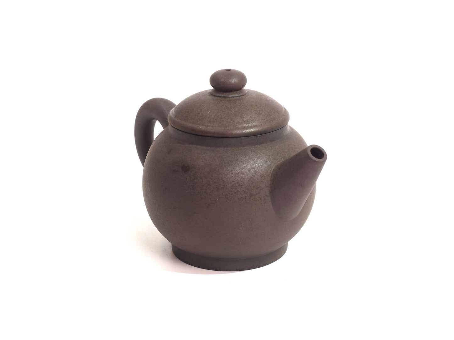 Side view of Yixing Zisha Wood Fired Ju Lun Zhu Teapot, 120ml, Zhao Zhuang Hong Ni, from Cha Zhi Ji